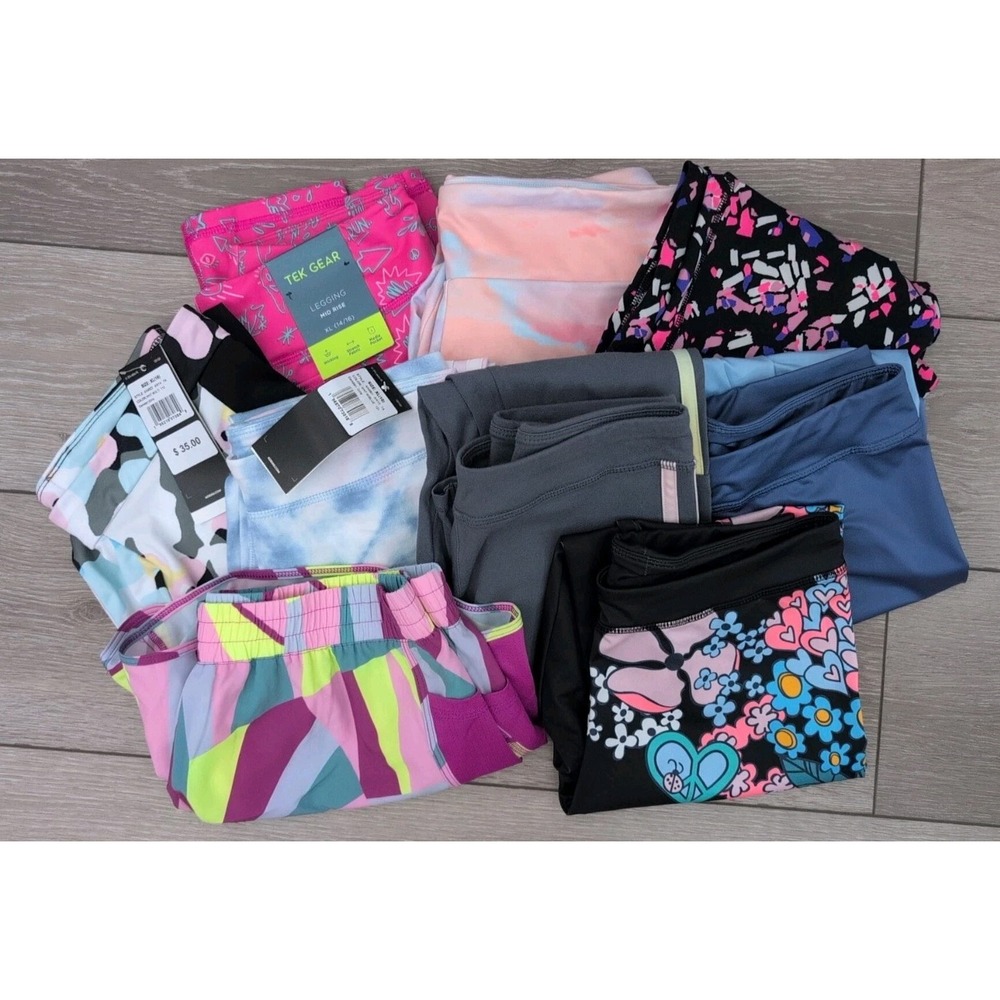 Girls Athletic Bottoms 9 PC‎ Lot Size X-Large Adidas Converse Tek Gear Some NWT